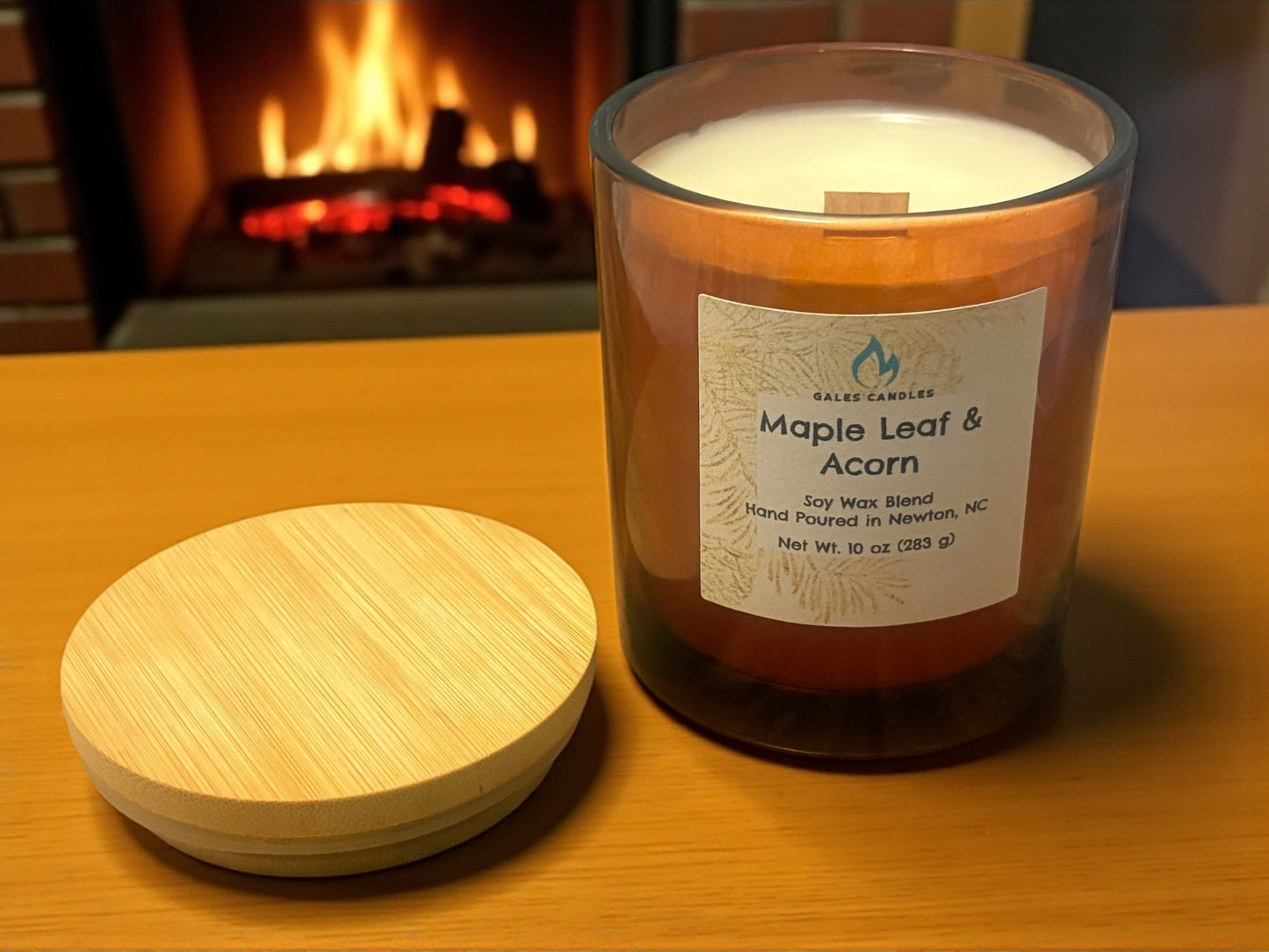 Maple Leaf & Acorn Candle