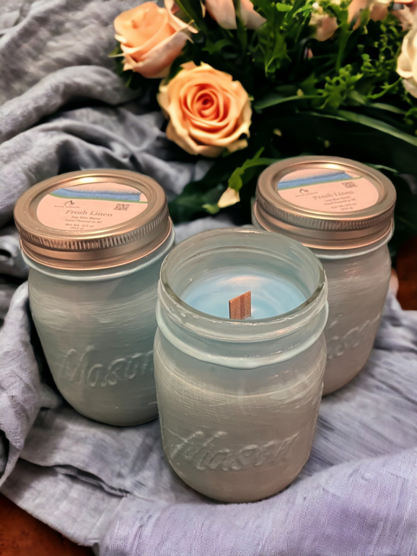 Fresh Linen Mason Jar Candle