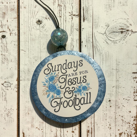 Jesus and Football Freshie- Mahogany Teakwood & Leather
